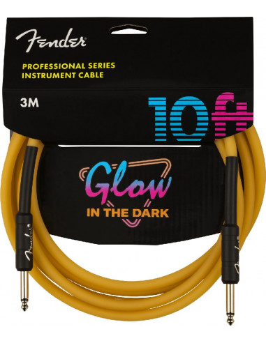 Fender PRO GLOW IN THE DARK CABLES Professional Glow in the Dark Cable, Orange, 10'