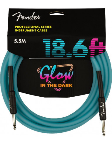 Fender PRO GLOW IN THE DARK CABLES Professional Glow in the Dark Cable, Blue, 18.6'