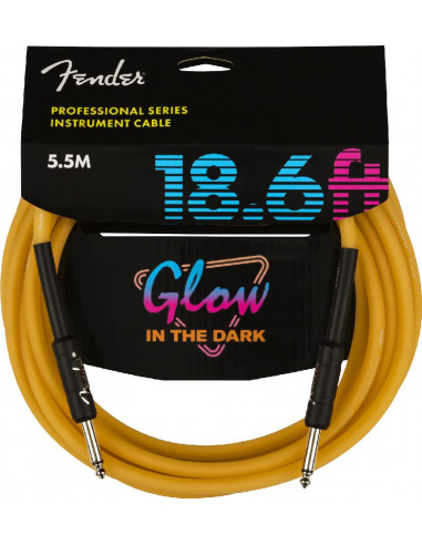 Fender PRO GLOW IN THE DARK CABLES Professional Glow in the Dark Cable, Orange, 18.6'