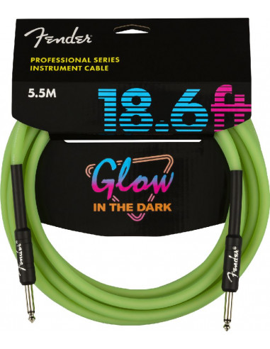 Fender PRO GLOW IN THE DARK CABLES Professional Glow in the Dark Cable, Green, 18.6'