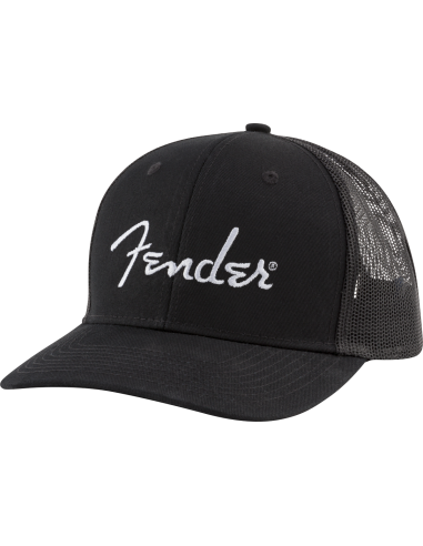 FENDER Silver Thread Logo Snapback Trucker Hat, Black, One Size Fits Most