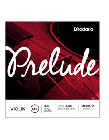D'ADDARIO J810 3/4M Prelude Violin String Set, 3/4 Scale, Medium Tension