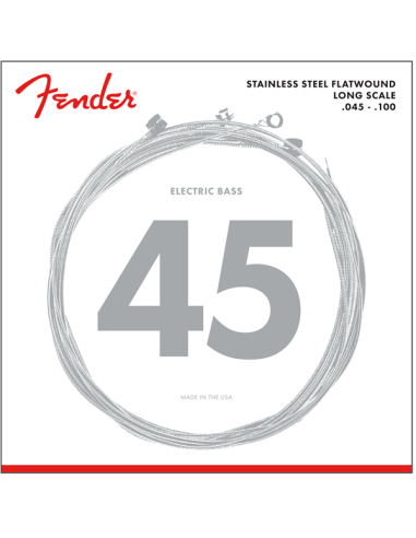 FENDER Stainless 9050's Bass Strings, Stainless Steel Flatwound, 9050L .045-.100 Gauges