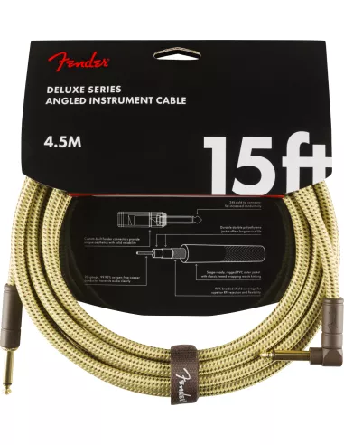 FENDER Deluxe Series Instrument Cable Straight/Angled 4.5m Tweed