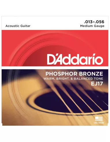 D'Addario EJ17 in bronzo fosforoso per chitarra acustica, Medium, 13-56