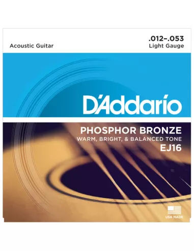 D'Addario EJ16 in phosphor-bronze per chitarra acustica, Light, 12-53