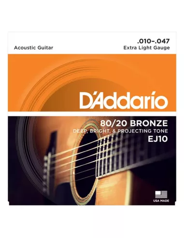 D'Addario EJ10 in bronzo per chitarra acustica, Extra Light, 10-47