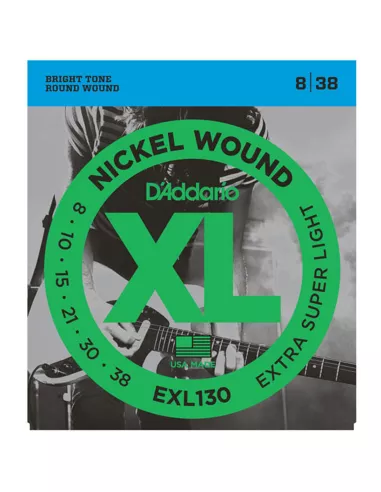 D'Addario EXL130 per chitarra elettrica, Nickel Wound, Extra-Super Light, 8-38