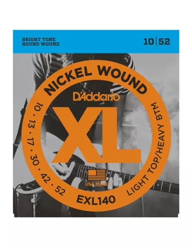 D'ADDARIO EXL140 per chitarra elettrica, Nickel Wound, Light Top/Heavy Bottom, 10-52