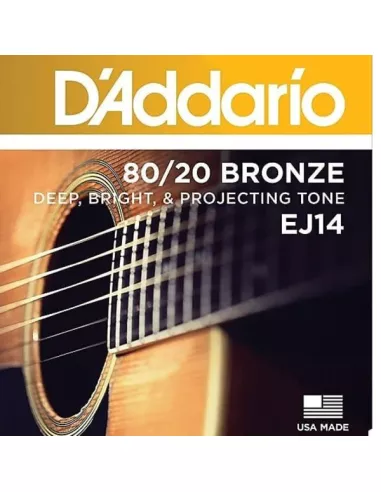 D’Addario EJ14 per chitarra acustica, rivestimento in bronzo 80/20, Light Top/Medium Bottom/Bluegrass, 12-56