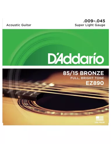 D’Addario EZ890 in bronzo 85/15 per chitarra acustica, Super Light, 9-45