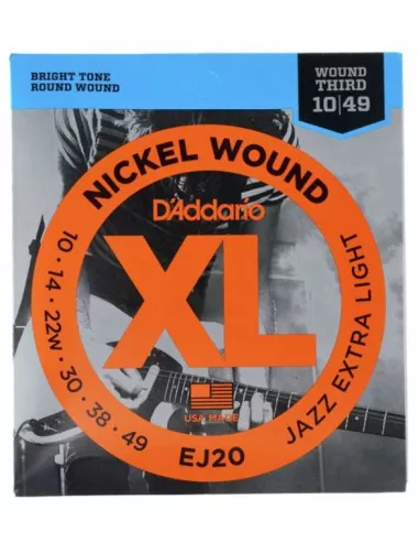 D'Addario EJ20 per chitarra elettrica, Nickel Wound, Jazz Extra Light, 10-49