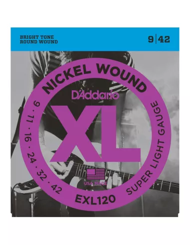 D'Addario EXL120 per chitarra elettrica, Nickel Wound, Super Light, 9-42