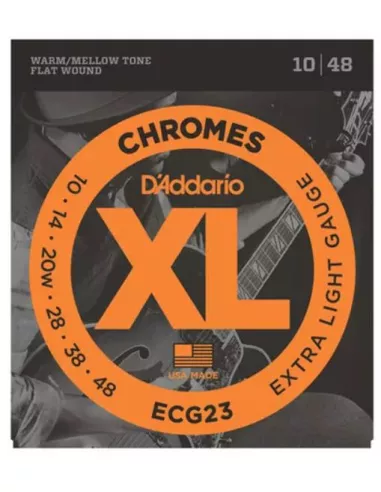 D'Addario ECG23 Chromes per chitarra elettrica, Flat Wound, Extra Light, 10-48