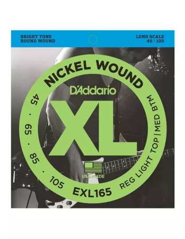 D’Addario EXL165 per basso, Nickel Wound, Custom Light, 45-105, Long Scale