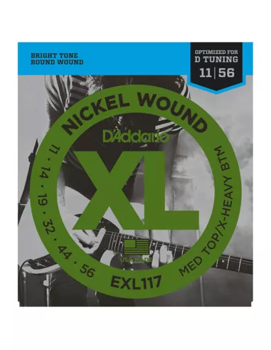 D’Addario EXL117 per chitarra elettrica, Nickel Wound, Medium Top/Extra-Heavy Bottom, 11-56