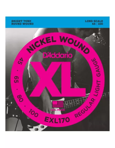 D’Addario EXL170 per basso, Nickel Wound, Light, 45-100, Long Scale