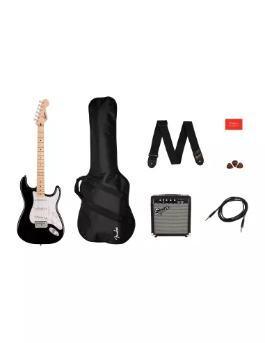 Squier Sonic Stratocaster Pack, Maple Fingerboard, Black, Gig Bag, 10G