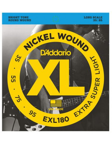 D’Addario EXL180 per basso, Nickel Wound, Extra Super Light, 35-95, Long Scale
