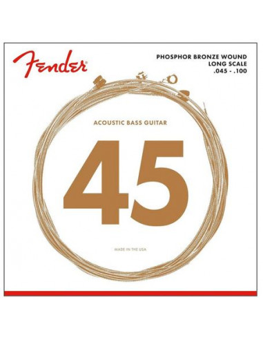 FENDER 8060 Acoustic Bass Strings, Phosphor Bronze, Long Scale, .45-.100 Gauges