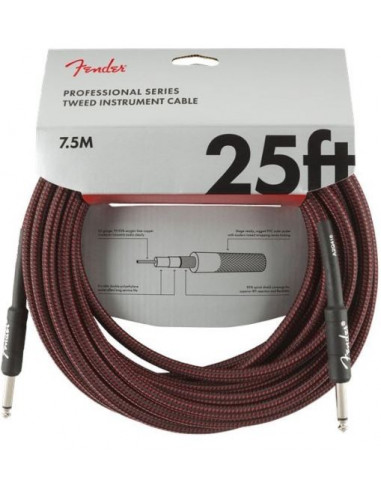 Fender Professional Series Instrument Cable 25 Red Tweed