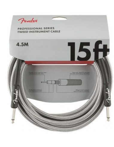 Fender Professional Series Instrument Cable 15 White Tweed