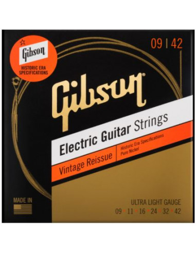 Gibson SEG-HVR9 Electric Guitar Strings -.009 - .042 Ultra Light